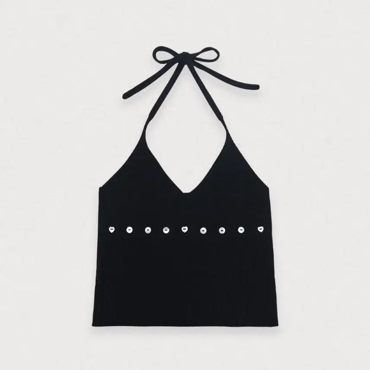 [SOLD OUT] 포에토 Button halter knit sleeveless