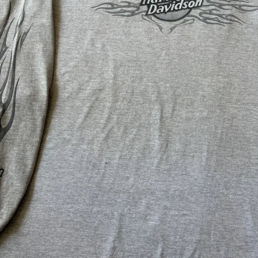 [BUNJANG] Harley-Davidson Gray Flame Long Sleeve T-Shirt / 할리데이비슨 미국 생산 그레이 플레임 긴팔 티셔츠 긴팔티
