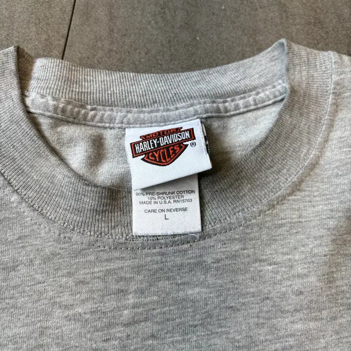 [BUNJANG] Harley-Davidson Gray Flame Long Sleeve T-Shirt / 할리데이비슨 미국 생산 그레이 플레임 긴팔 티셔츠 긴팔티
