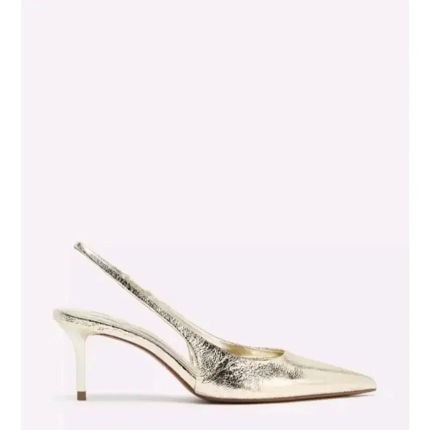 [BUNJANG] ZARA Metallic Slingback Heels - Gold / zara 자라 메탈릭 슬링백 힐 - 골드,38(245)