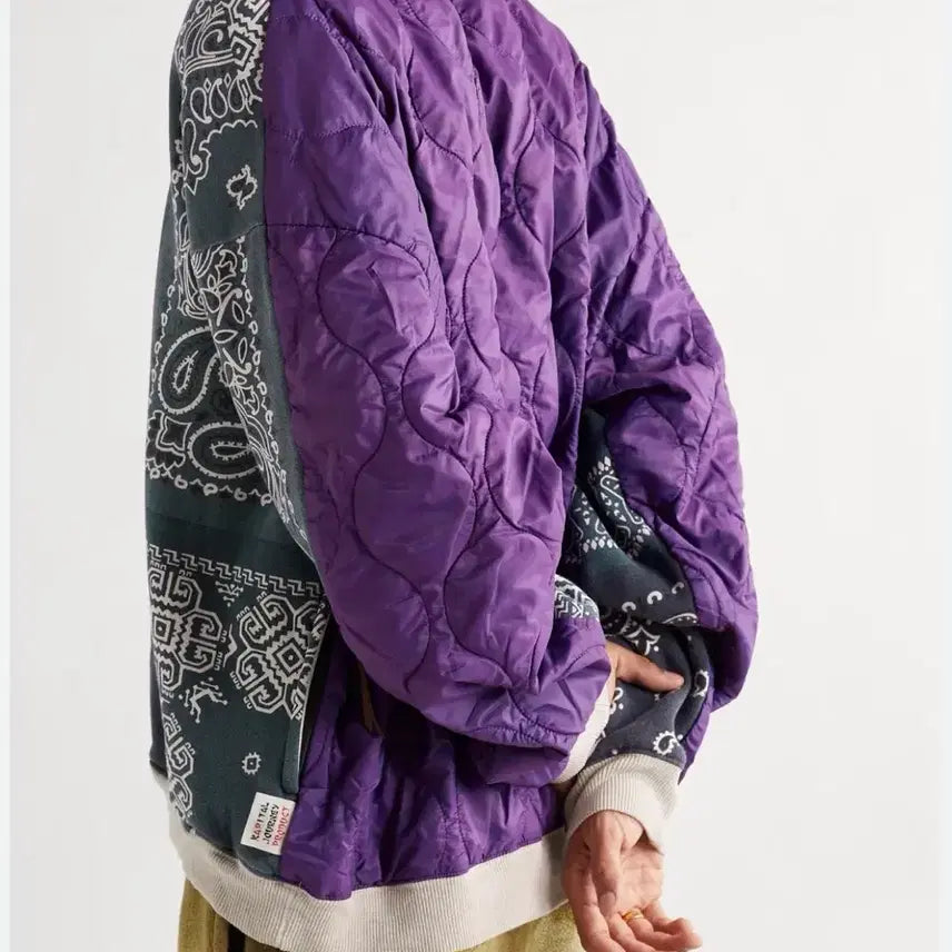 [BUNJANG] Capital Bandana Quilted Sweatshirt Purple S / 캐피탈 반다나 퀄팅 맨투맨 퍼플 1 s