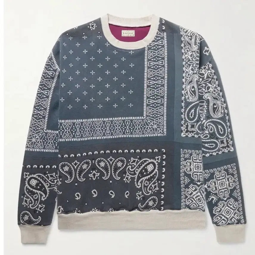 [BUNJANG] Capital Bandana Quilted Sweatshirt Purple S / 캐피탈 반다나 퀄팅 맨투맨 퍼플 1 s