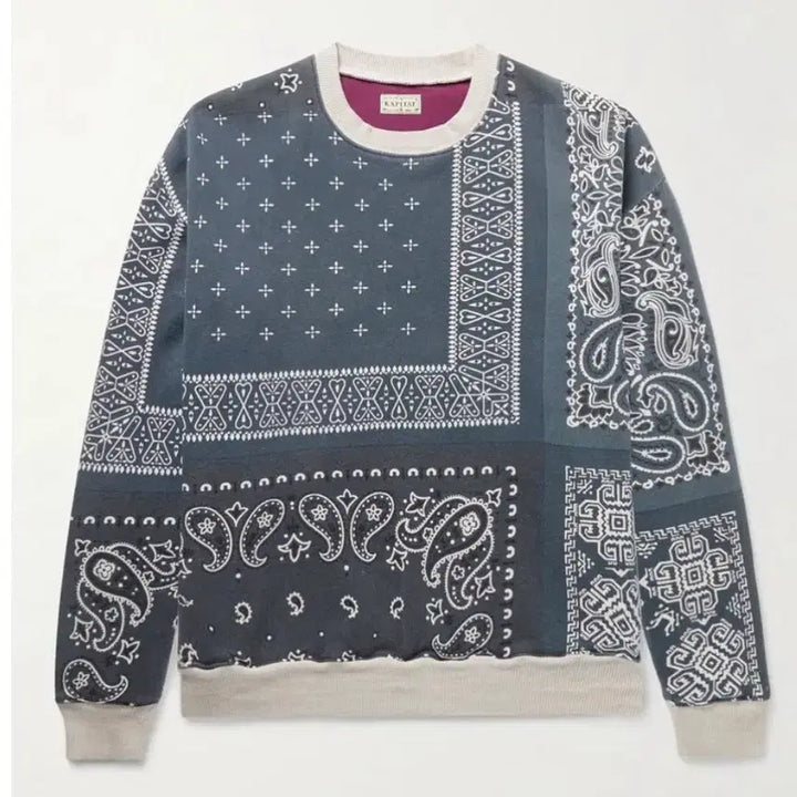 [BUNJANG] Capital Bandana Quilted Sweatshirt Purple S / 캐피탈 반다나 퀄팅 맨투맨 퍼플 1 s