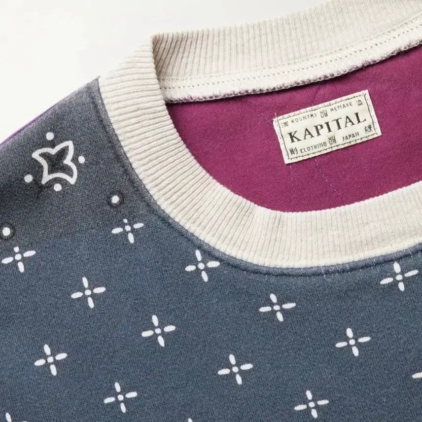 [BUNJANG] Capital Bandana Quilted Sweatshirt Purple S / 캐피탈 반다나 퀄팅 맨투맨 퍼플 1 s