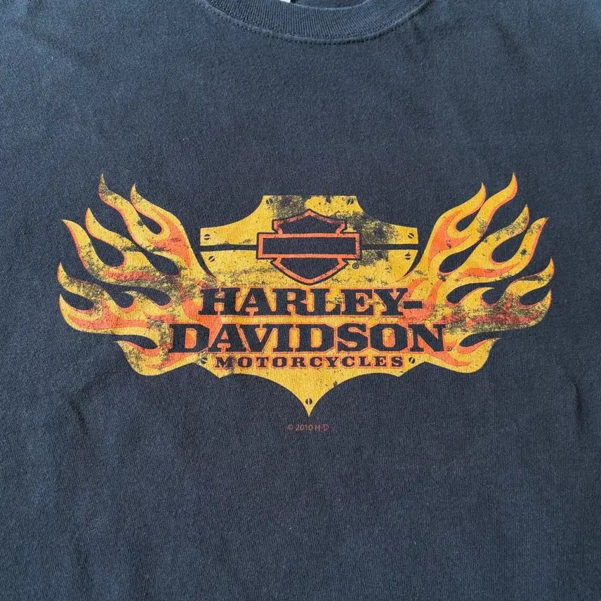 [BUNJANG] Harley-Davidson Black Flame Long Sleeve T-shirt / 할리데이비슨 정품 블랙 플레임 긴팔 티셔츠 롱슬리브