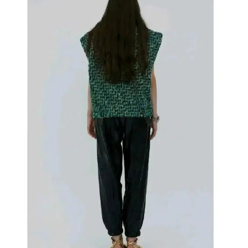[BUNJANG] After Home Party Tweed Vest - Green / 애프터홈파티 트위드 베스트 - 그린,프리