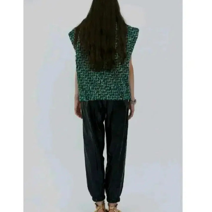 [BUNJANG] After Home Party Tweed Vest - Green / 애프터홈파티 트위드 베스트 - 그린,프리