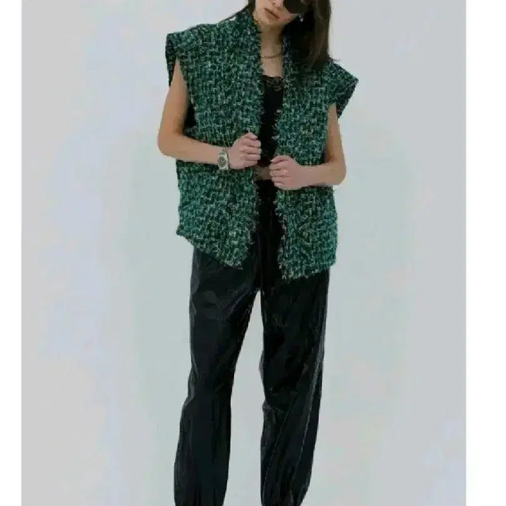 [BUNJANG] After Home Party Tweed Vest - Green / 애프터홈파티 트위드 베스트 - 그린,프리