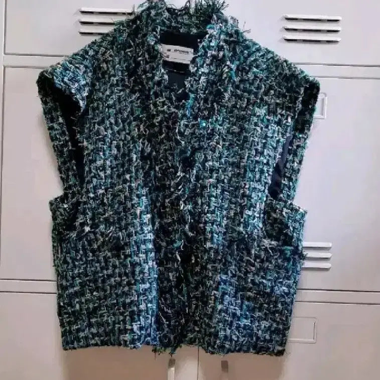 [BUNJANG] After Home Party Tweed Vest - Green / 애프터홈파티 트위드 베스트 - 그린,프리