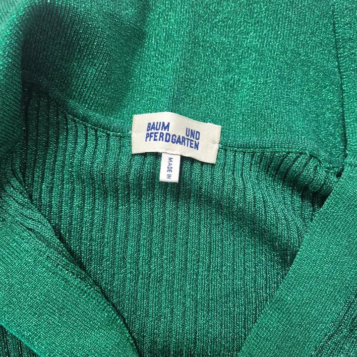 [BUNJANG] Baum Green Ribbed Knit Glittery T-shirt / Baum 그린 골지 니트 반팔티  글리터리