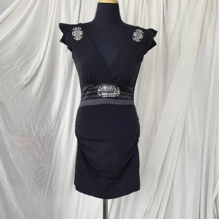 [BUNJANG] Black Shirred Mini Dress / 블랙 셔링 미니 원피스