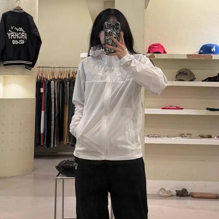 [SOLD OUT] 미즈노 메쉬 후드 바람막이 화이트 U1554