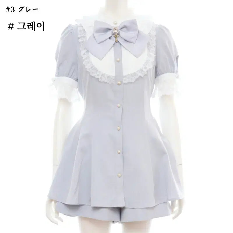 [BUNJANG] Secret Honey Bustle Short Sleeve Set / 시크릿허니 버슬 반팔 셋업