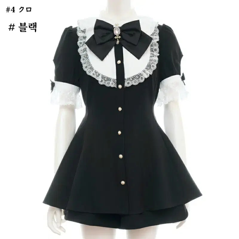 [BUNJANG] Secret Honey Bustle Short Sleeve Set / 시크릿허니 버슬 반팔 셋업