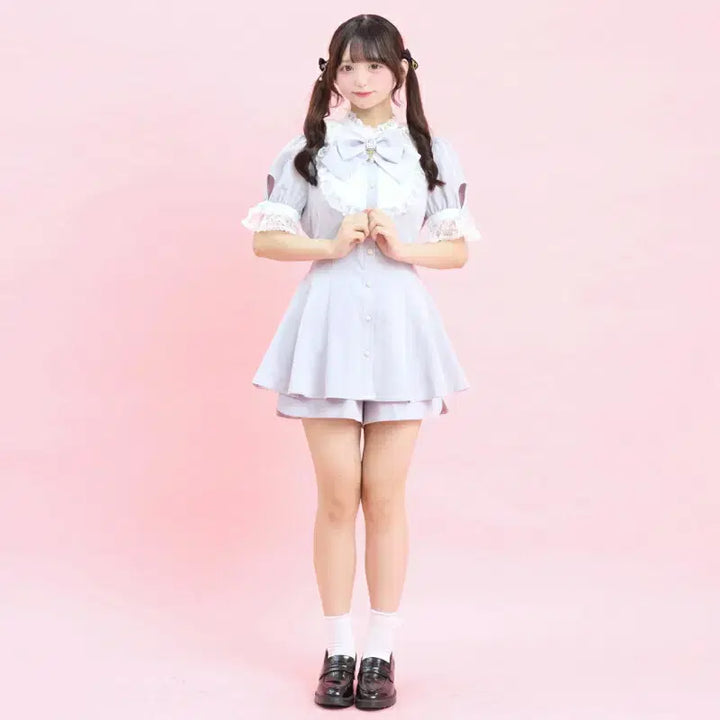 [BUNJANG] Secret Honey Bustle Short Sleeve Set / 시크릿허니 버슬 반팔 셋업