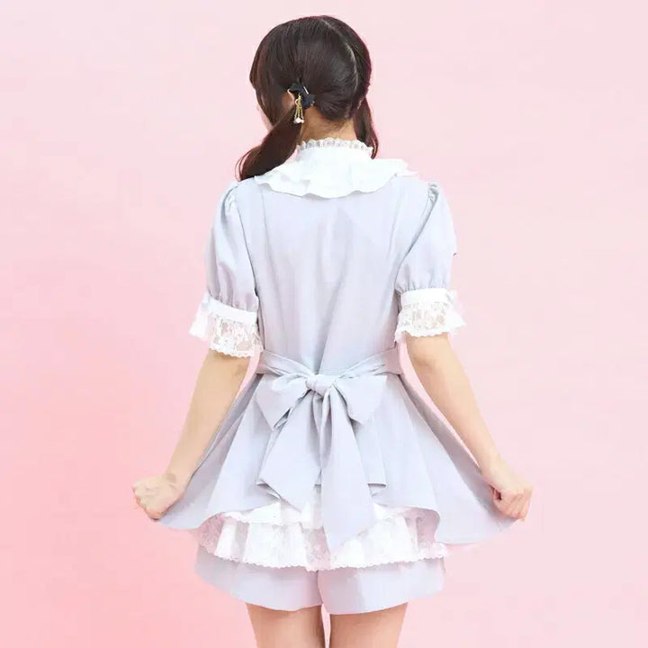 [BUNJANG] Secret Honey Bustle Short Sleeve Set / 시크릿허니 버슬 반팔 셋업