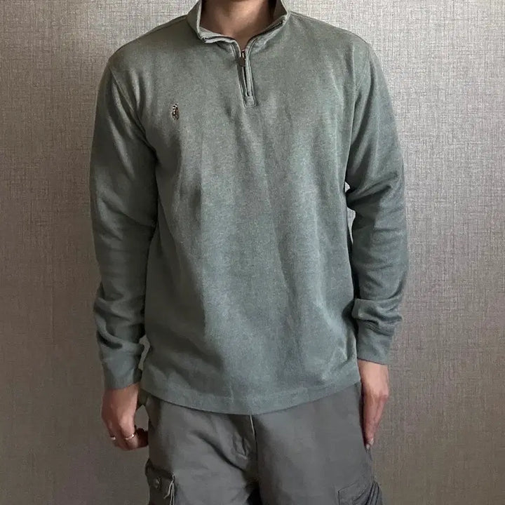 [SOLD OUT] 폴로 랄프로렌 모스그린 신형 반집업 니트