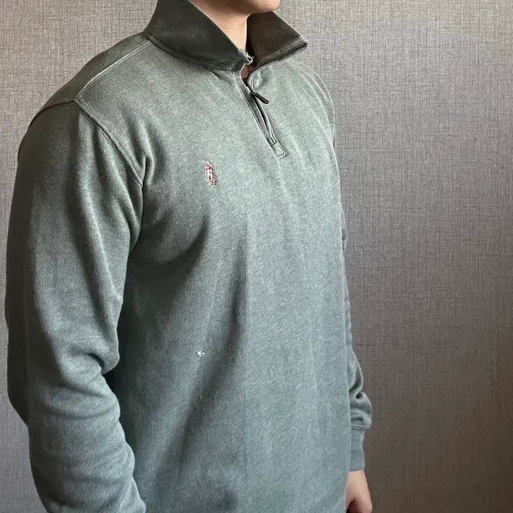 [SOLD OUT] 폴로 랄프로렌 모스그린 신형 반집업 니트