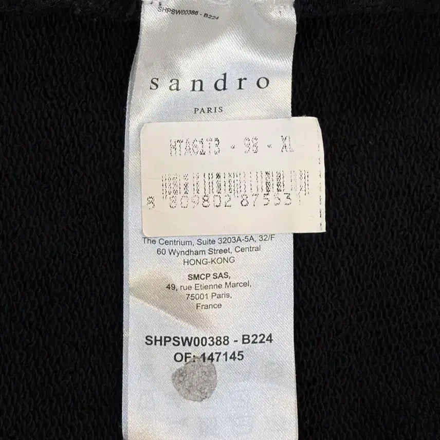 [BUNJANG] Sandro Paris Heart Logo Embroidered Hoodie / [XL] 산드로 파리 하트 로고 자수 블랙 후드티 9.5