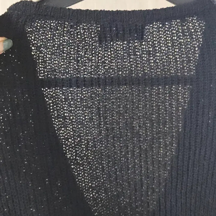 [BUNJANG] V-Neck Crop Knit Cardigan / 블랙 끈 V넥 크롭 니트  66~77
