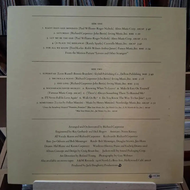 [SOLD OUT] 브로마이드 Carpenters 카펜터즈  LP