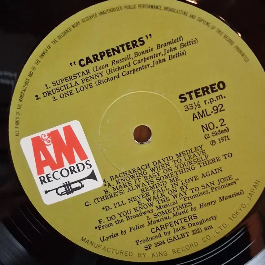 [SOLD OUT] 브로마이드 Carpenters 카펜터즈  LP