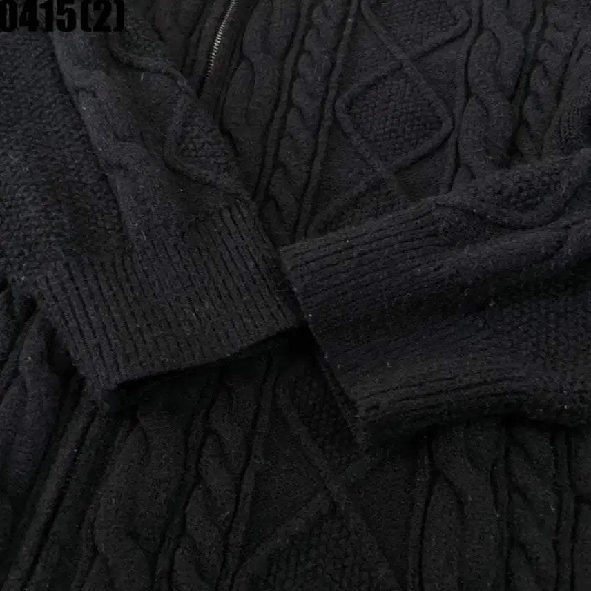 [BUNJANG] Cable Knit Zip-Up Cardigan Black / 케이블 니트 집업 가디건 블랙