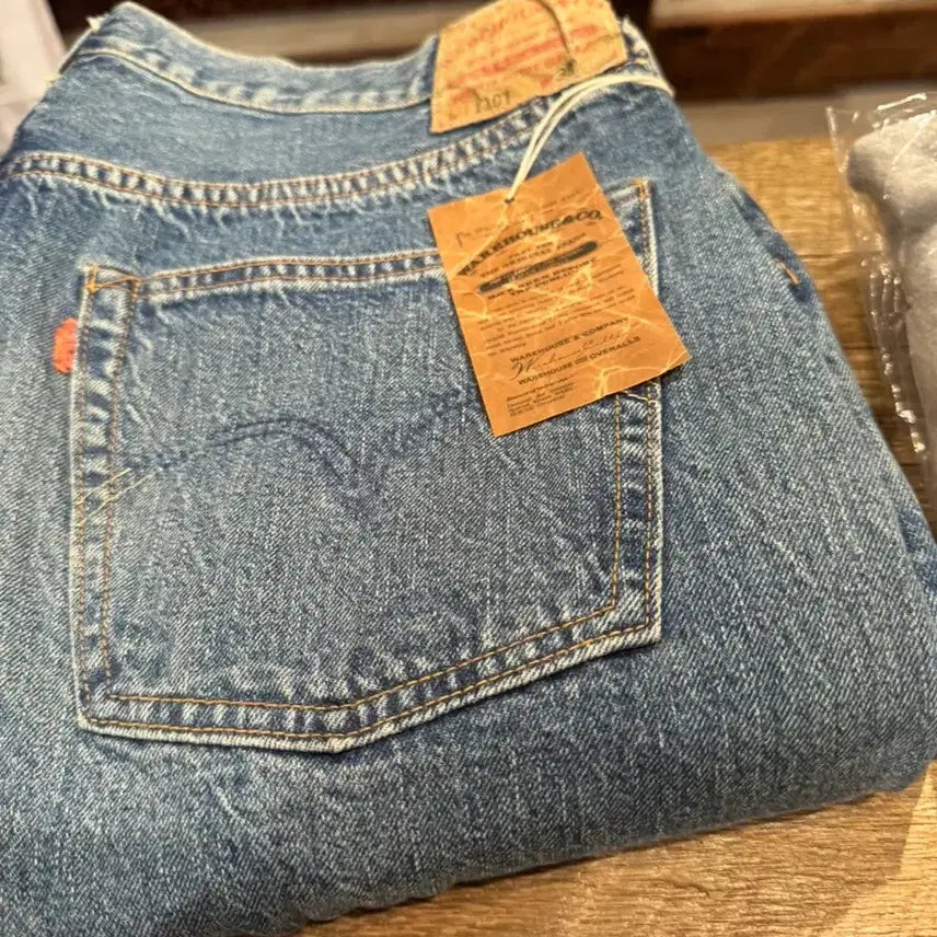 [BUNJANG] Warehouse 1101 Secondhand Light Indigo Jeans / 웨어하우스 1101 세컨핸드 라이트인디고 38