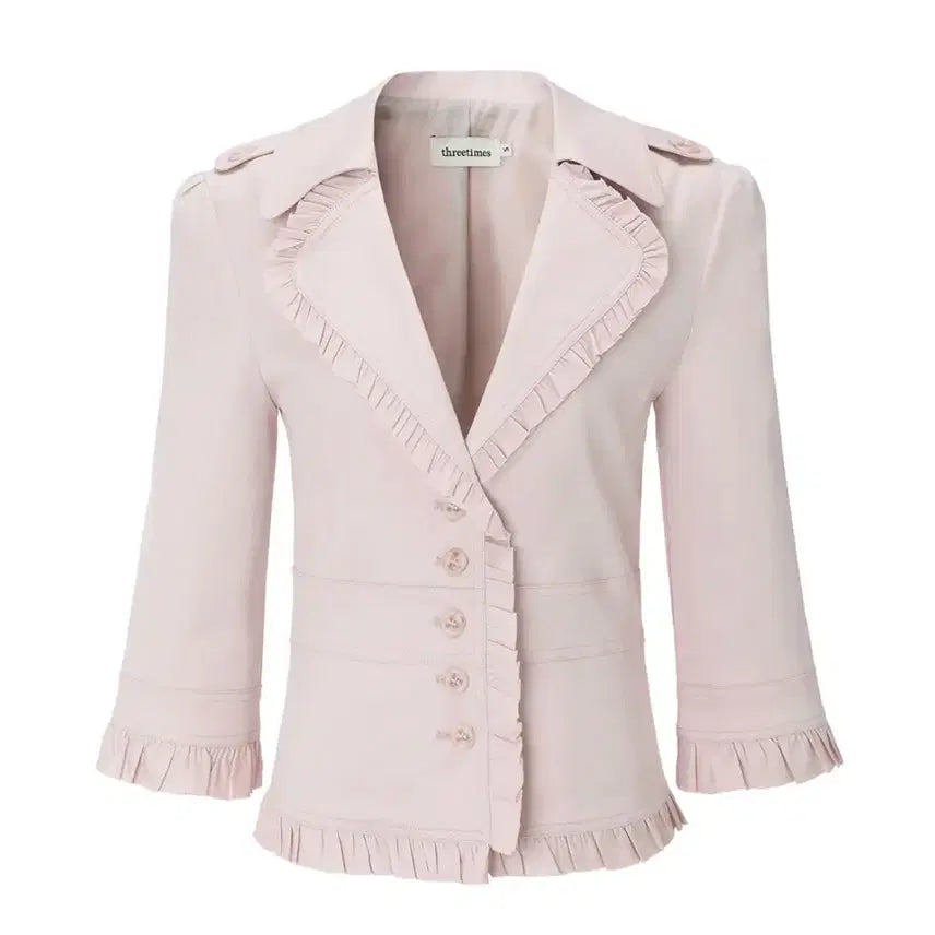 [BUNJANG] 3 Times Button Frill Jacket - Pink (Size S) / 쓰리타임즈 버튼프릴자켓 핑크 s 판매해요