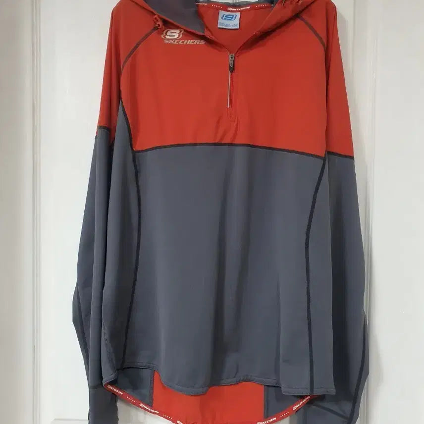 [BUNJANG] Skechers Orange Gray Hoodie Zip-up (95) / 스케쳐스 오렌지 그레이 후드 집업 95  공용