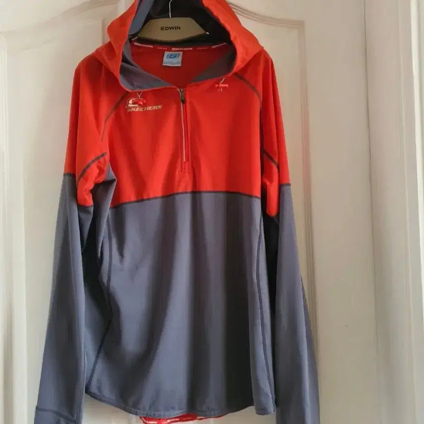 [BUNJANG] Skechers Orange Gray Hoodie Zip-up (95) / 스케쳐스 오렌지 그레이 후드 집업 95  공용