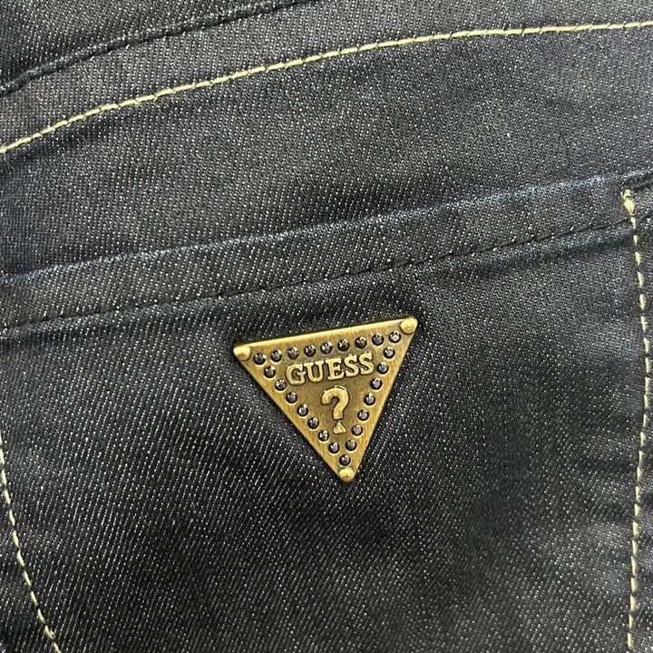 [BUNJANG] Guess Gold Logo Skinny Fit Black Denim Jeans / [30] 게스 금장 로고 스키니핏 흑청 데님 팬츠 청바지