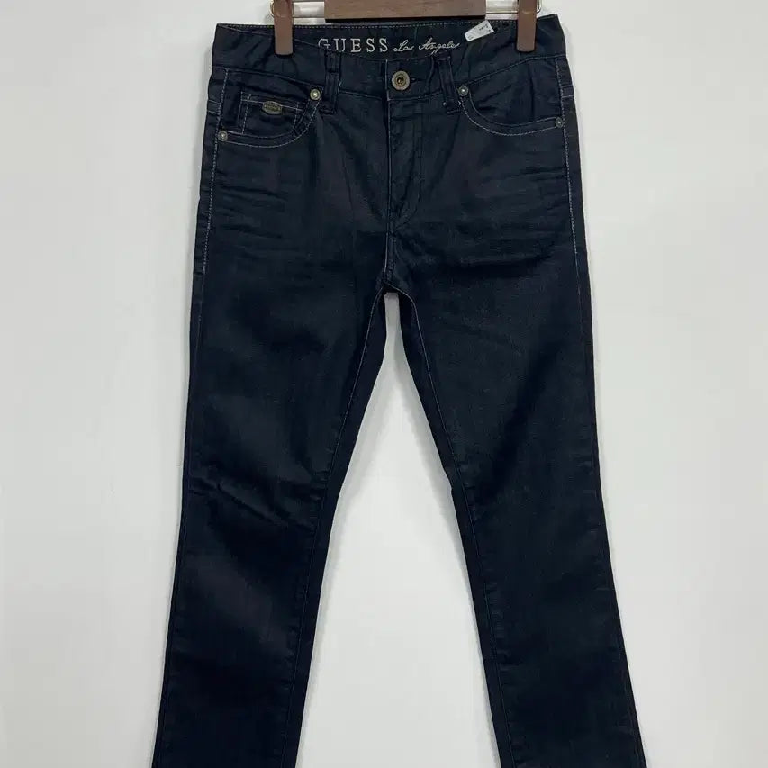 [BUNJANG] Guess Gold Logo Skinny Fit Black Denim Jeans / [30] 게스 금장 로고 스키니핏 흑청 데님 팬츠 청바지