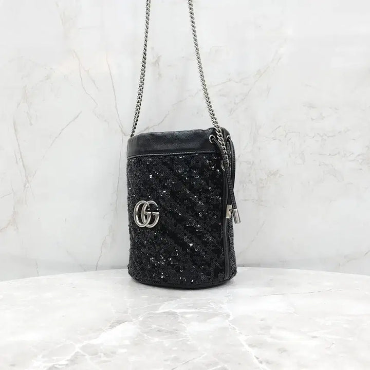 [BUNJANG] Gucci GG Sequin Black Chain Bucket Bag / 구찌 GG 스팽글 블랙 체인 버킷백 575163