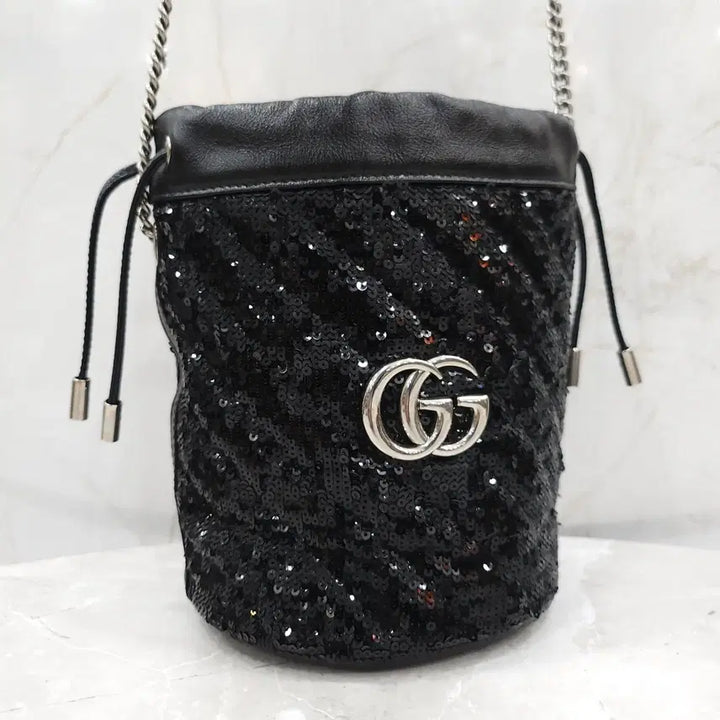 [BUNJANG] Gucci GG Sequin Black Chain Bucket Bag / 구찌 GG 스팽글 블랙 체인 버킷백 575163