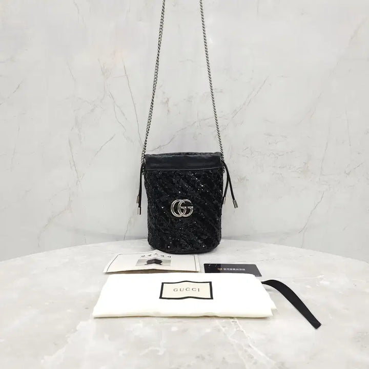 [BUNJANG] Gucci GG Sequin Black Chain Bucket Bag / 구찌 GG 스팽글 블랙 체인 버킷백 575163
