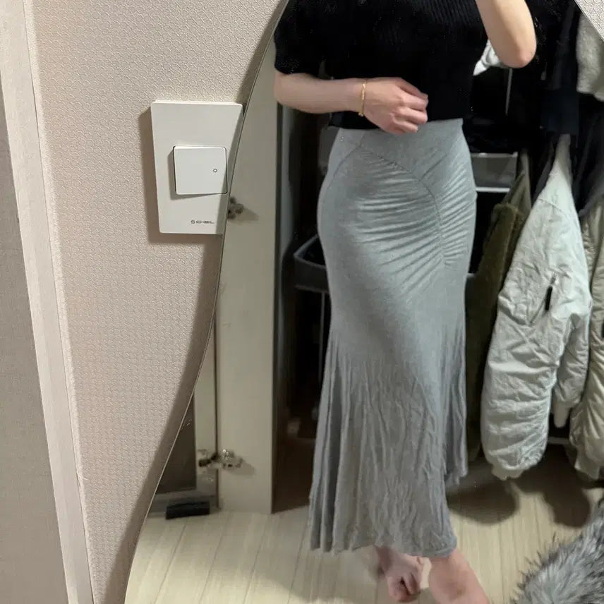 [BUNJANG] Gray Long Skirt / 회색 롱스커트
