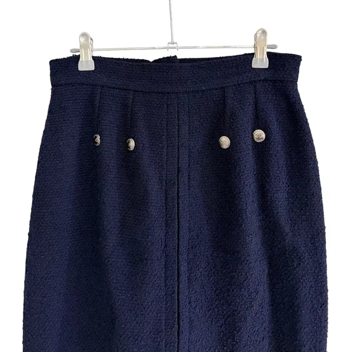 [BUNJANG] Chanel 97AW Coco Button Tweed Skirt / 샤넬 97AW 코코버튼 트위드 스커트