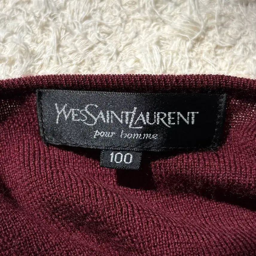 [BUNJANG] YSL Burgundy Button Knit Vest / YSL 입생로랑 버건디 버튼 니트 베스트