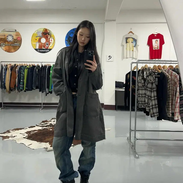 [BUNJANG] Transit Vintage Washed Linen Coat / 트랜짓 빈티지 워시드 린넨 코트