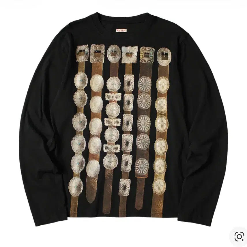 [BUNJANG] Capital Concho Print Jersey Crew Long T-shirt Black / (3사이즈) 캐피탈 콘초 프린트 저지 크루 롱 티셔츠 블랙