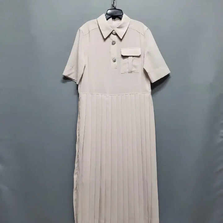 [BUNJANG] Cubic Button Pleated Long Dress / 큐빅단추 플리츠 롱원피스