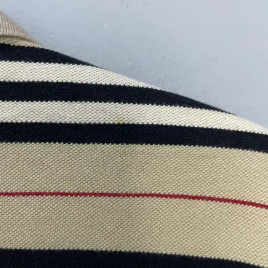 [BUNJANG] Burberry Striped Collar Short Sleeve Shirt / 버버리 스트라이프 카라 반팔 H2446