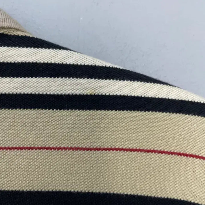[BUNJANG] Burberry Striped Collar Short Sleeve Shirt / 버버리 스트라이프 카라 반팔 H2446