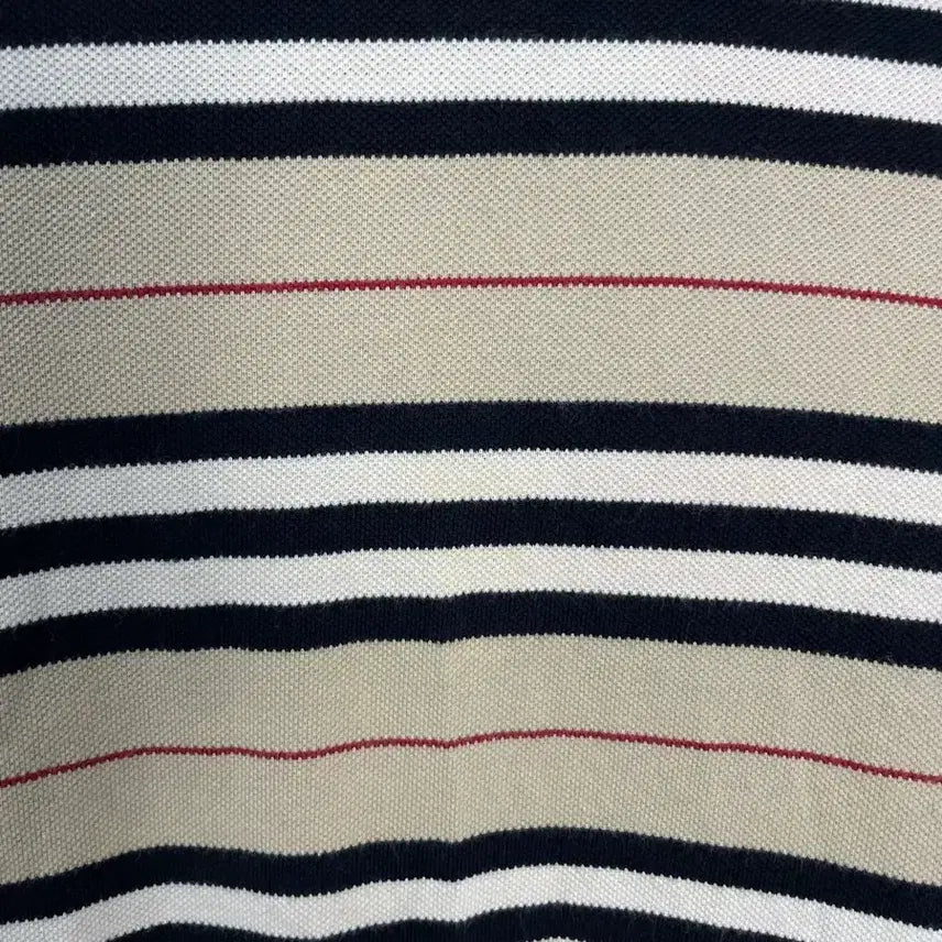 [BUNJANG] Burberry Striped Collar Short Sleeve Shirt / 버버리 스트라이프 카라 반팔 H2446