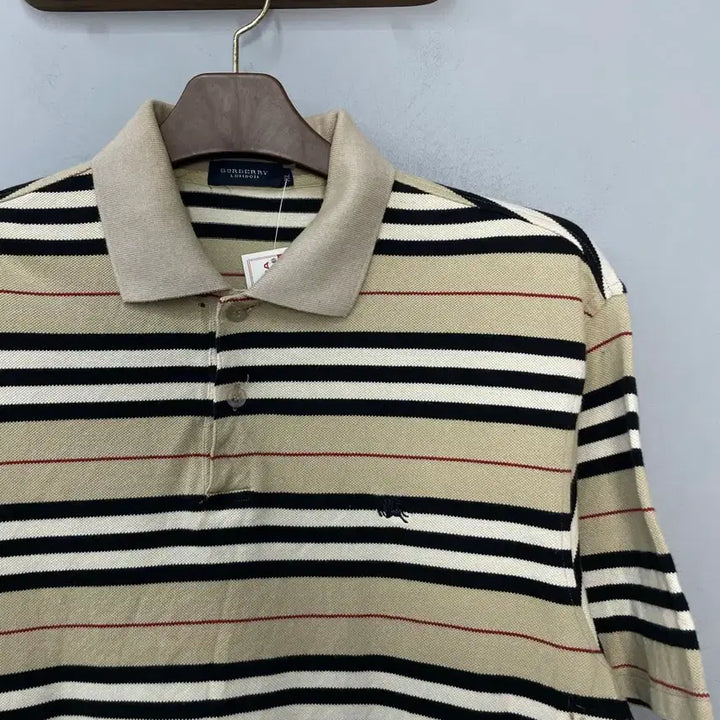 [BUNJANG] Burberry Striped Collar Short Sleeve Shirt / 버버리 스트라이프 카라 반팔 H2446