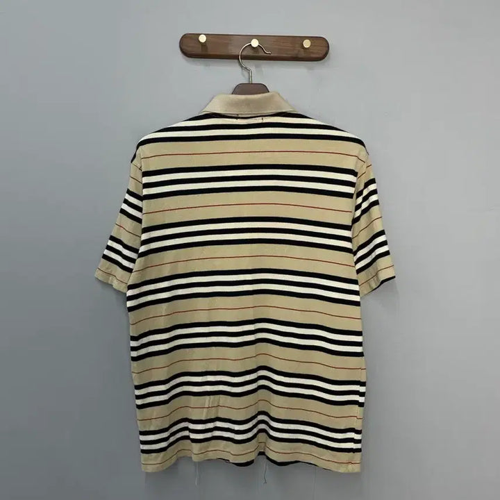 [BUNJANG] Burberry Striped Collar Short Sleeve Shirt / 버버리 스트라이프 카라 반팔 H2446