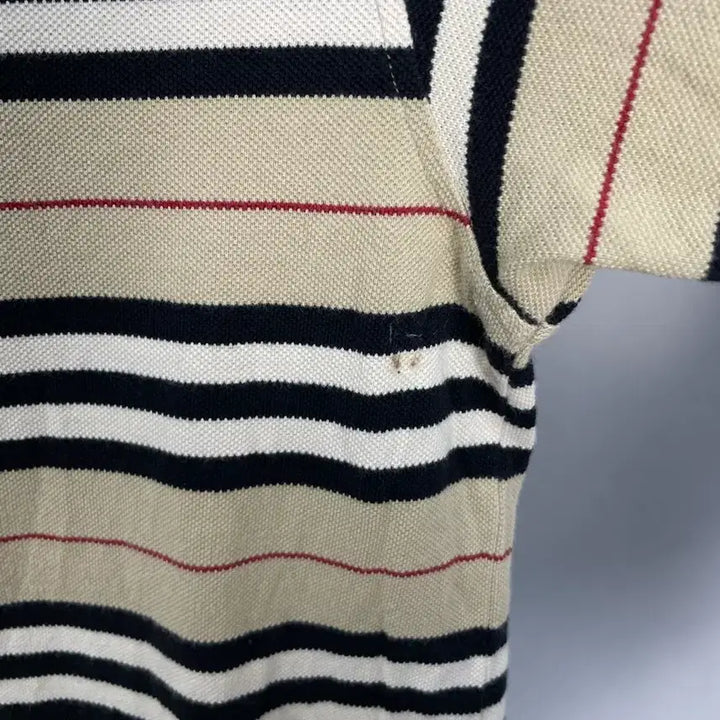 [BUNJANG] Burberry Striped Collar Short Sleeve Shirt / 버버리 스트라이프 카라 반팔 H2446