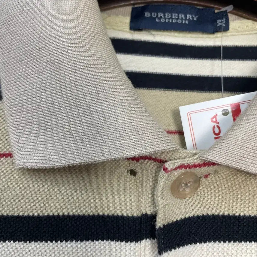 [BUNJANG] Burberry Striped Collar Short Sleeve Shirt / 버버리 스트라이프 카라 반팔 H2446