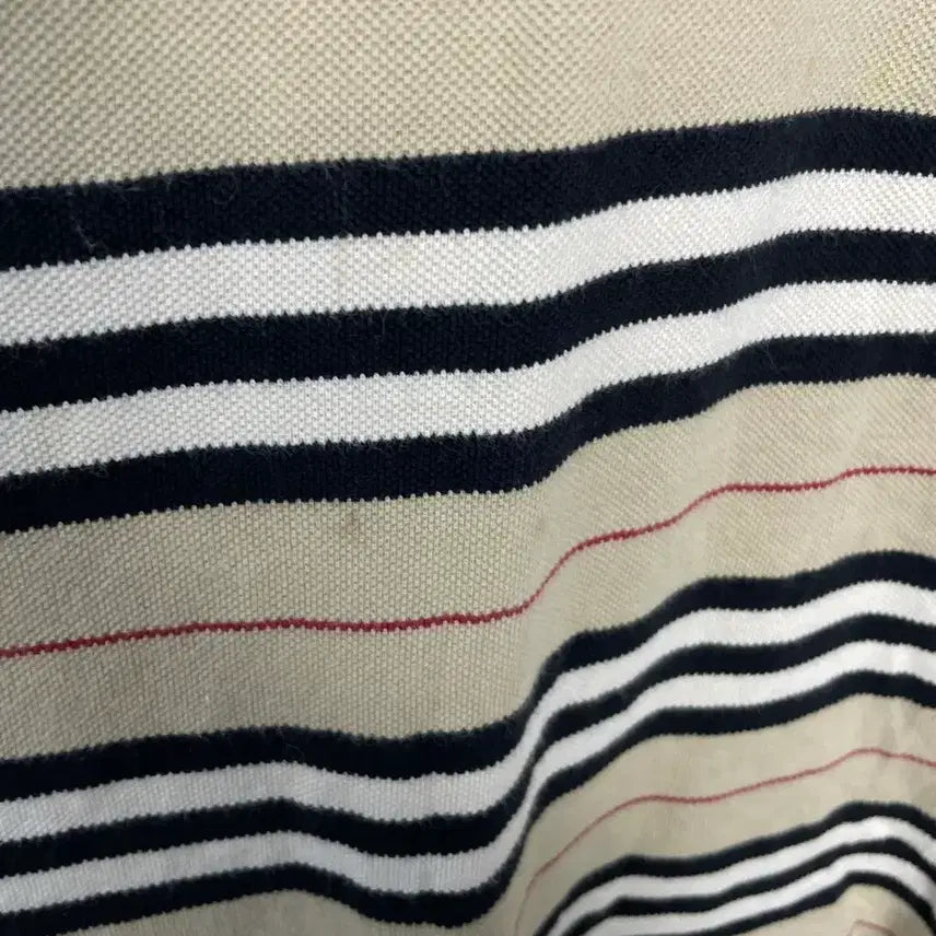 [BUNJANG] Burberry Striped Collar Short Sleeve Shirt / 버버리 스트라이프 카라 반팔 H2446